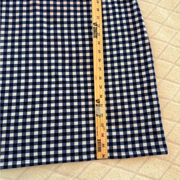 Talbots Blue & white Gingham Terry Shift Dress Size Medium long sleeves